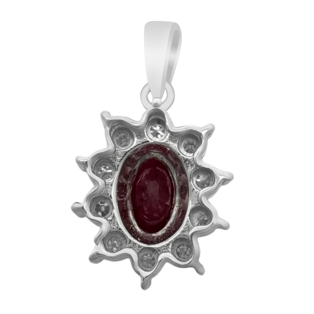 0.06Ctw Diamond & Ruby 10K White  Gold Pendant 0.6Dwt
