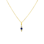 0.06Ct Dia 0.13Ct Bs 14K Yellow Gold Blue Sapphire Pendant Necklace 18In 1.2Dwt