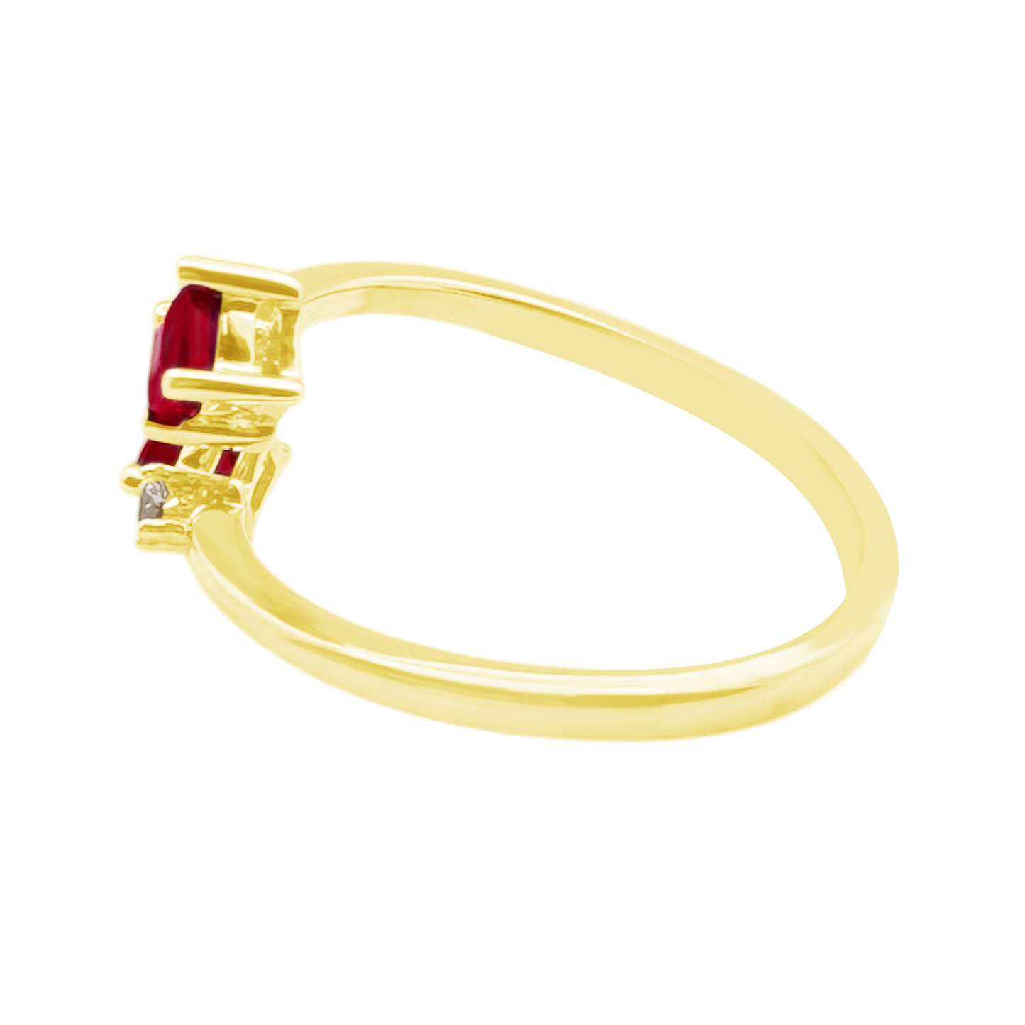 0.08Ct Dia 0.43Ct Ru 14K Yellow Gold Dia & Ruby Fashion Ring Size 7 1.4Dwt