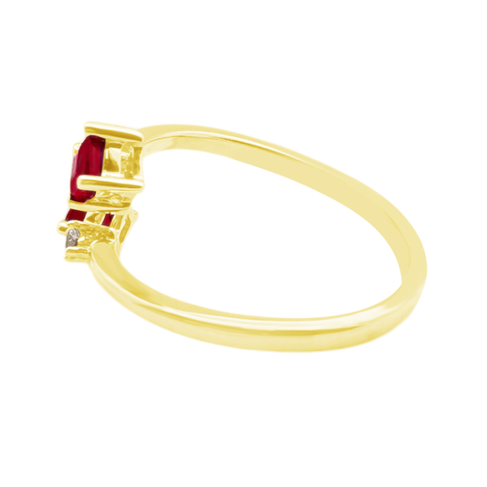 0.08Ct Dia 0.43Ct Ru 14K Yellow Gold Dia & Ruby Fashion Ring Size 7 1.4Dwt