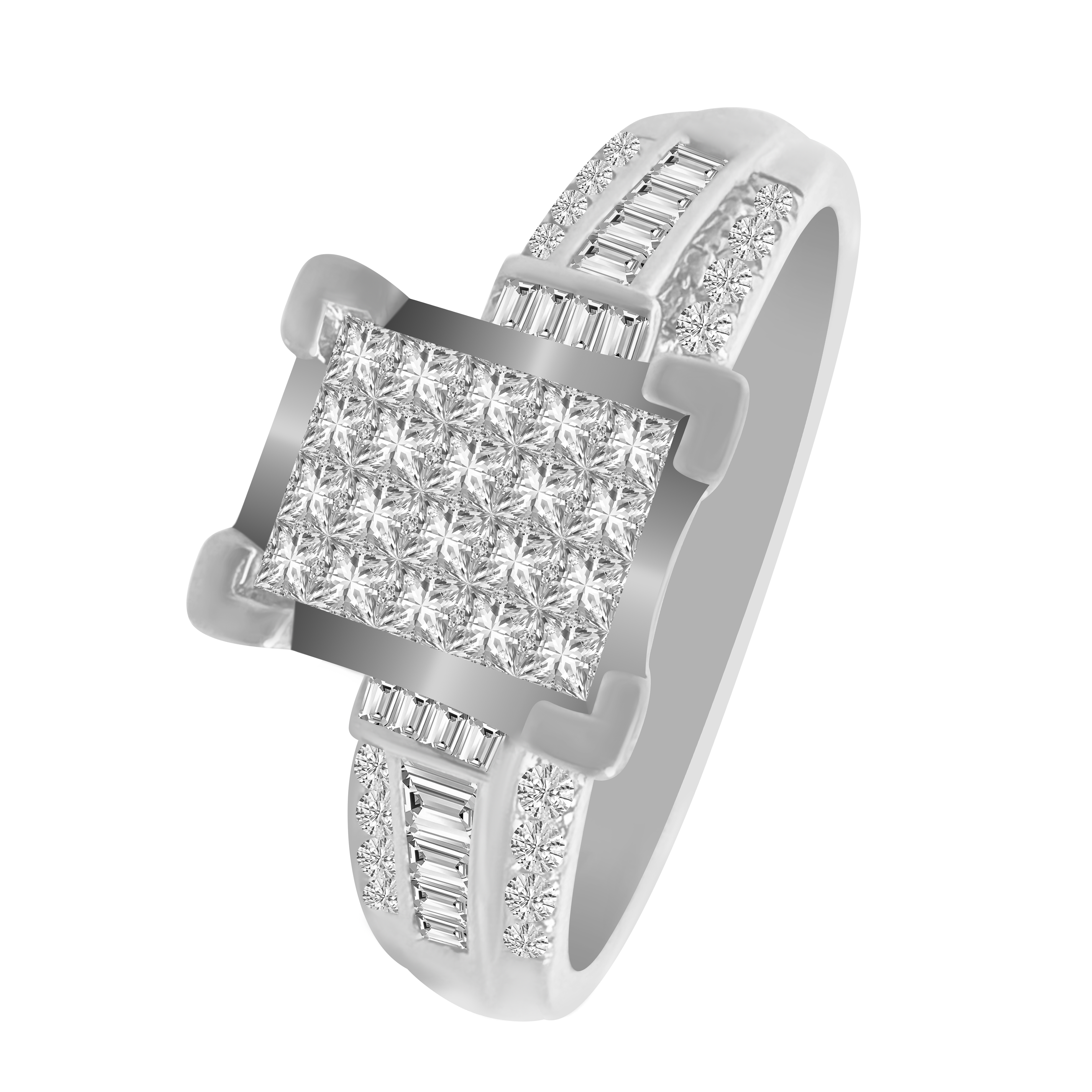 0.50Ctw 10K White Gold Diamond Engagement Ring Size 7 1.9Dwt