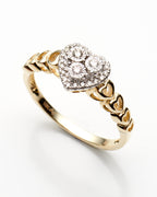 0.12Ctw 10K Yellow Gold Diamond Ladies Heart Ring Size 7 1.3Dwt