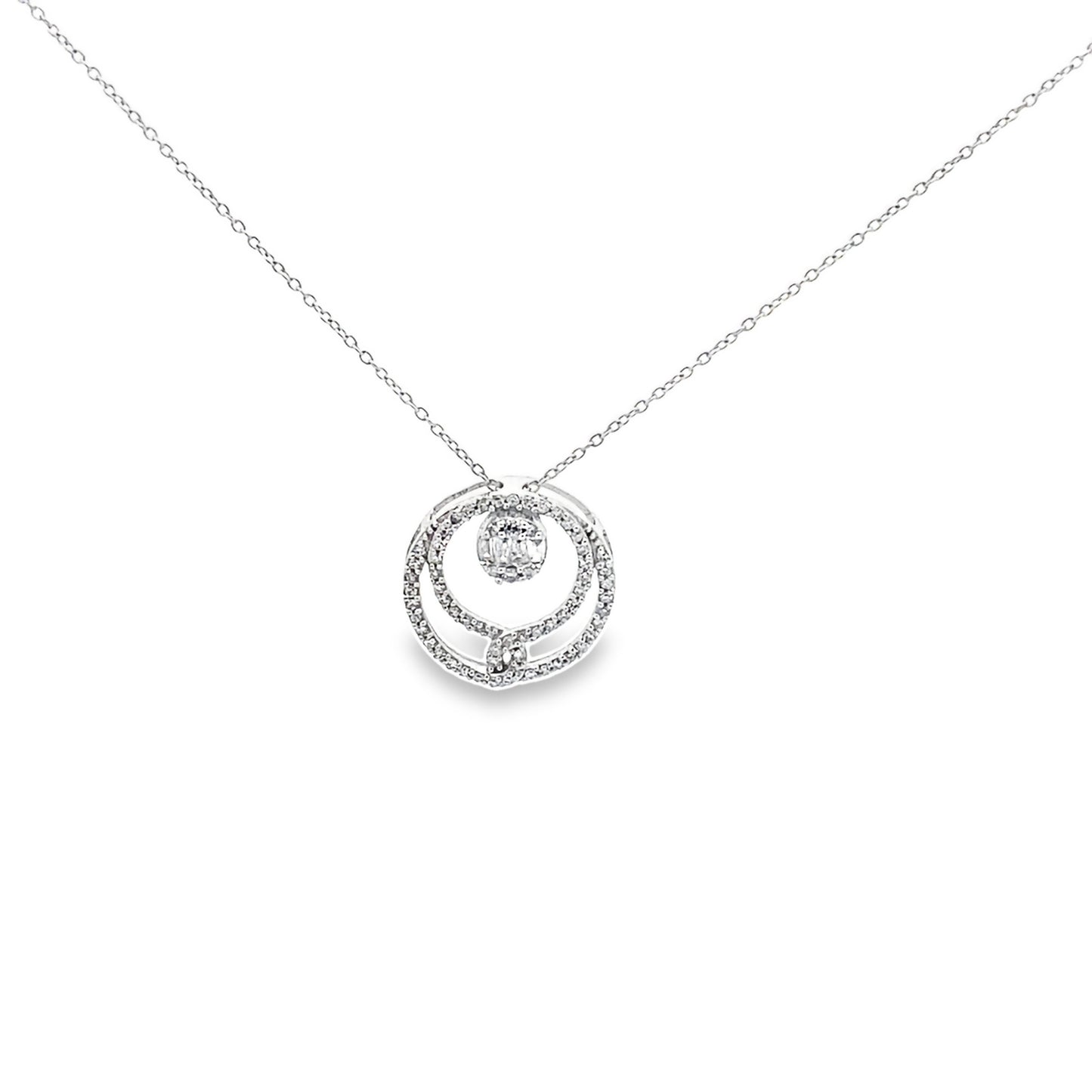 0.25Ctw 14K White Gold Diamond Necklace 19In 1.1Dwt
