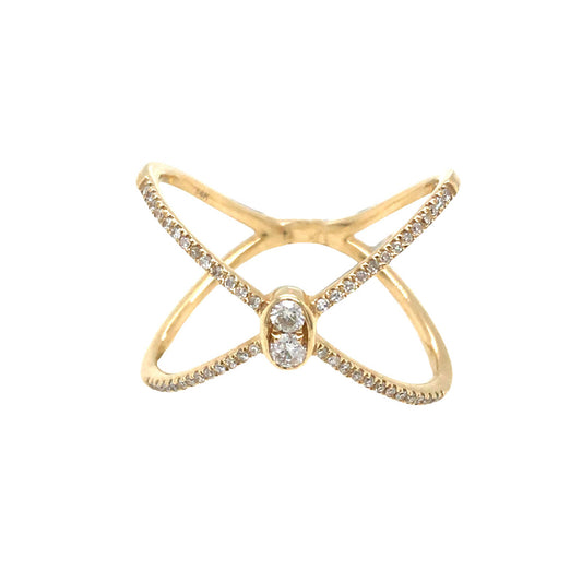 (Uj2)0.18Ctw 14K Yellow Gold Diamond Fashion Ring Size 7
