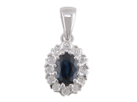 0.08Ctw Diamond 0.60Ctw Sapphire 14K White  Gold Penda