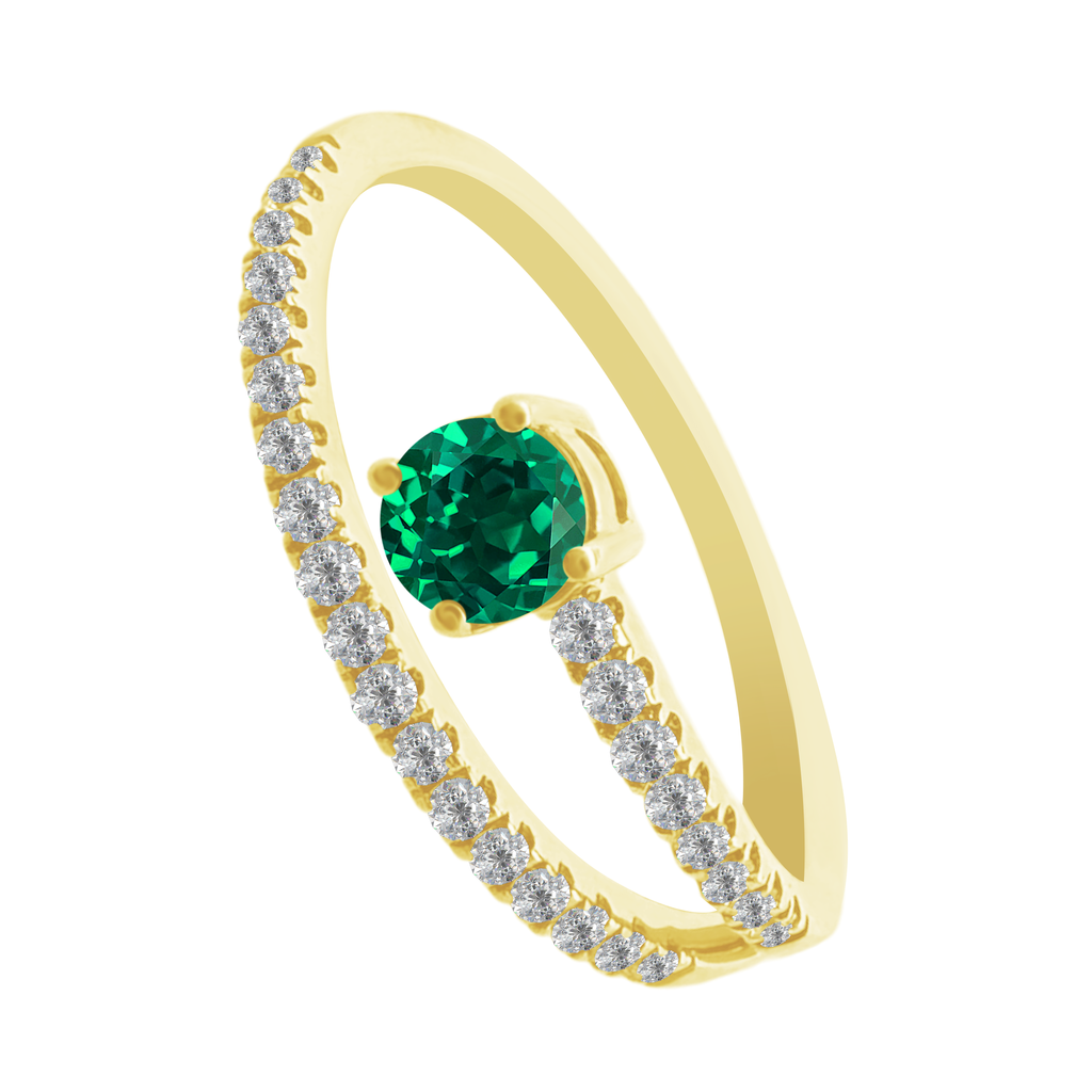0.23Emrd 0.19 Dird 14K Yellow Gold Emerald & Dia Ring Size 7 1.3Dwt