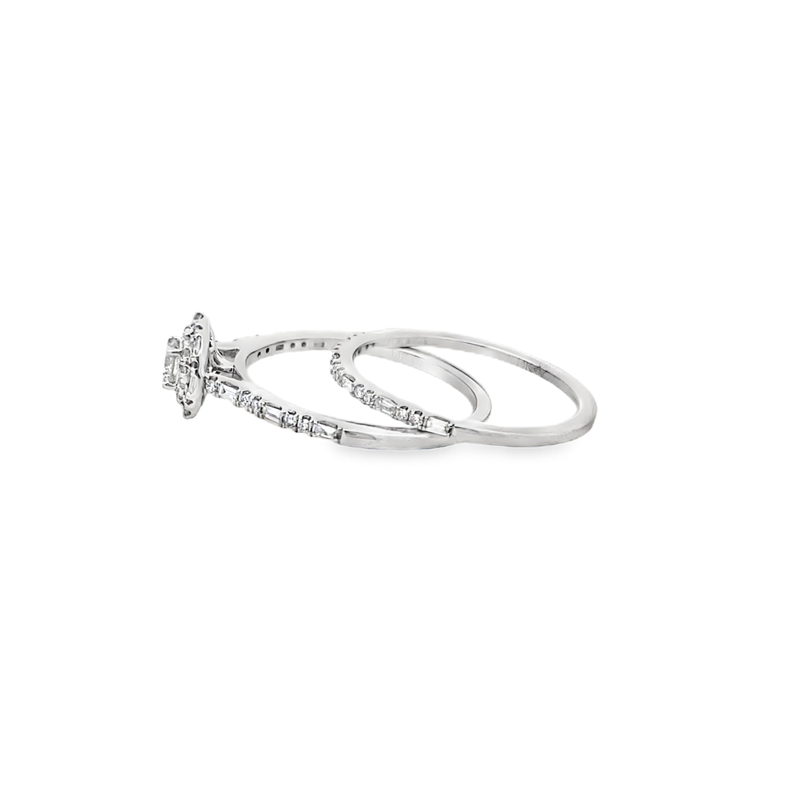 0.50Ct 14K White Gold Diamond Wedding Set Ring Size 7 2.0Dwt