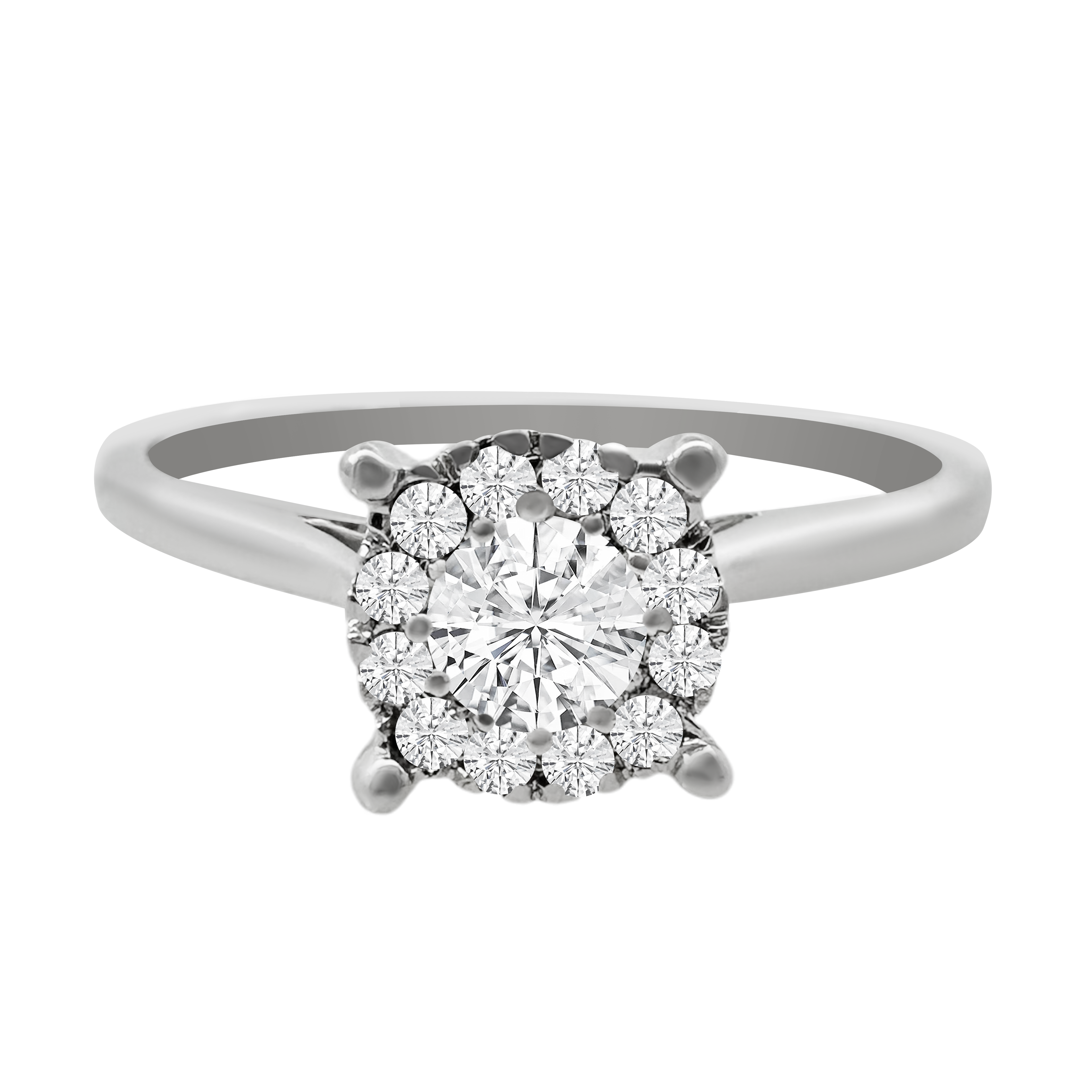 0.25Ct 14K White  Gold Diamond Engagement Rings Size 7 1.1Dwt