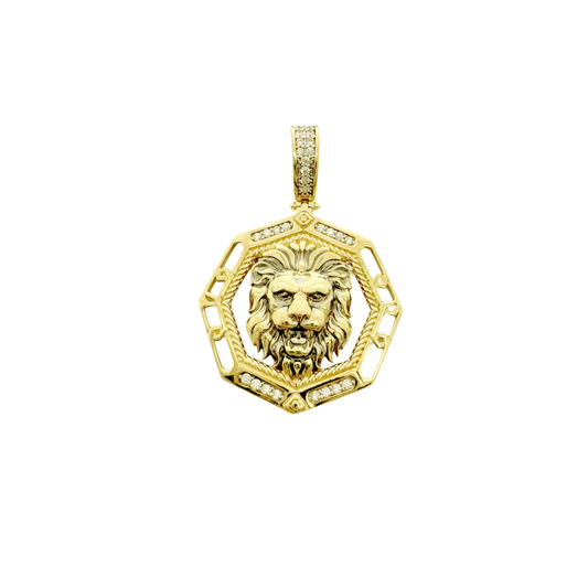 10K Yellow Gold Cz Lion Pendant 2.9Dwt
