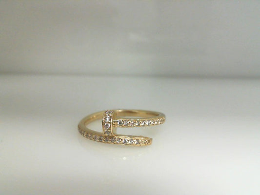 0.20Ctw 14K Yellow Gold Diamond Nail Ring Size 7 1.7Dwt

J