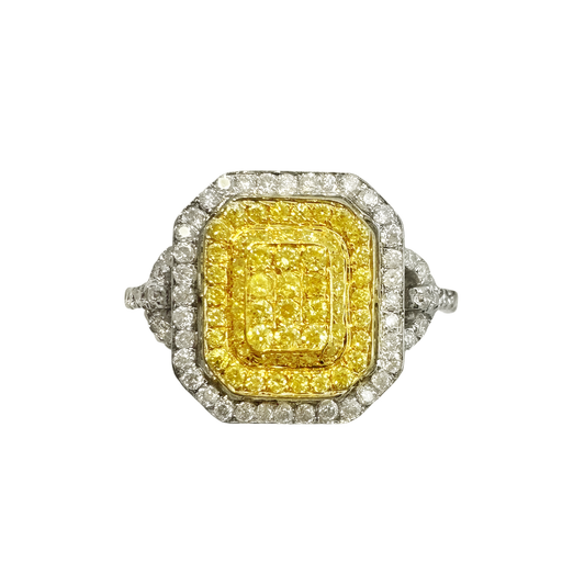 10K Two Tone Gold Diamond Fashion Ring Size 7 2.0Dwt
