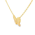 14K Yellow Gold Small Butterfly Pendant Necklace 18In