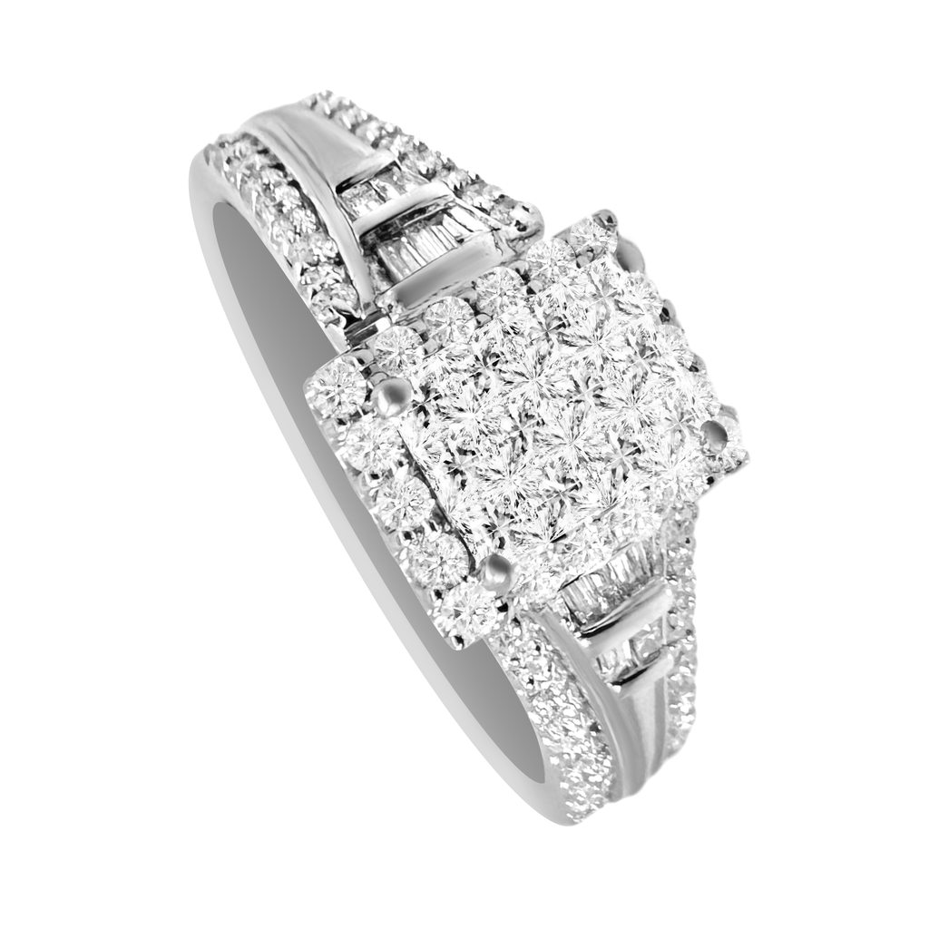 0.55Ctw 10K White  Gold Diamond Engagement Rings Size 7 2.2Dwt