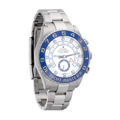 Pre-Owned 2014 Rolex Yacht-Master II 43Mm Model:116680 Stainless Steel, Oyster Band, Blue Bezel, White Dial