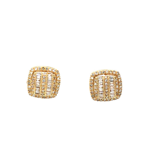 (Uj2)0.42Ctw 14K Yellow Gold Diamond Stud Earrings 1.3Dwt