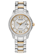 Citizen Crystal Ladies Eco Drive Watch (Fe1146-71A) Two Tone Silver Dial