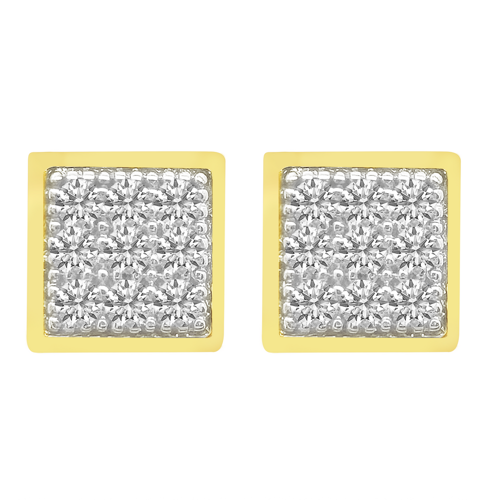 0.05Ctw 10K Yellow Gold Diamond Square Stud Earrings