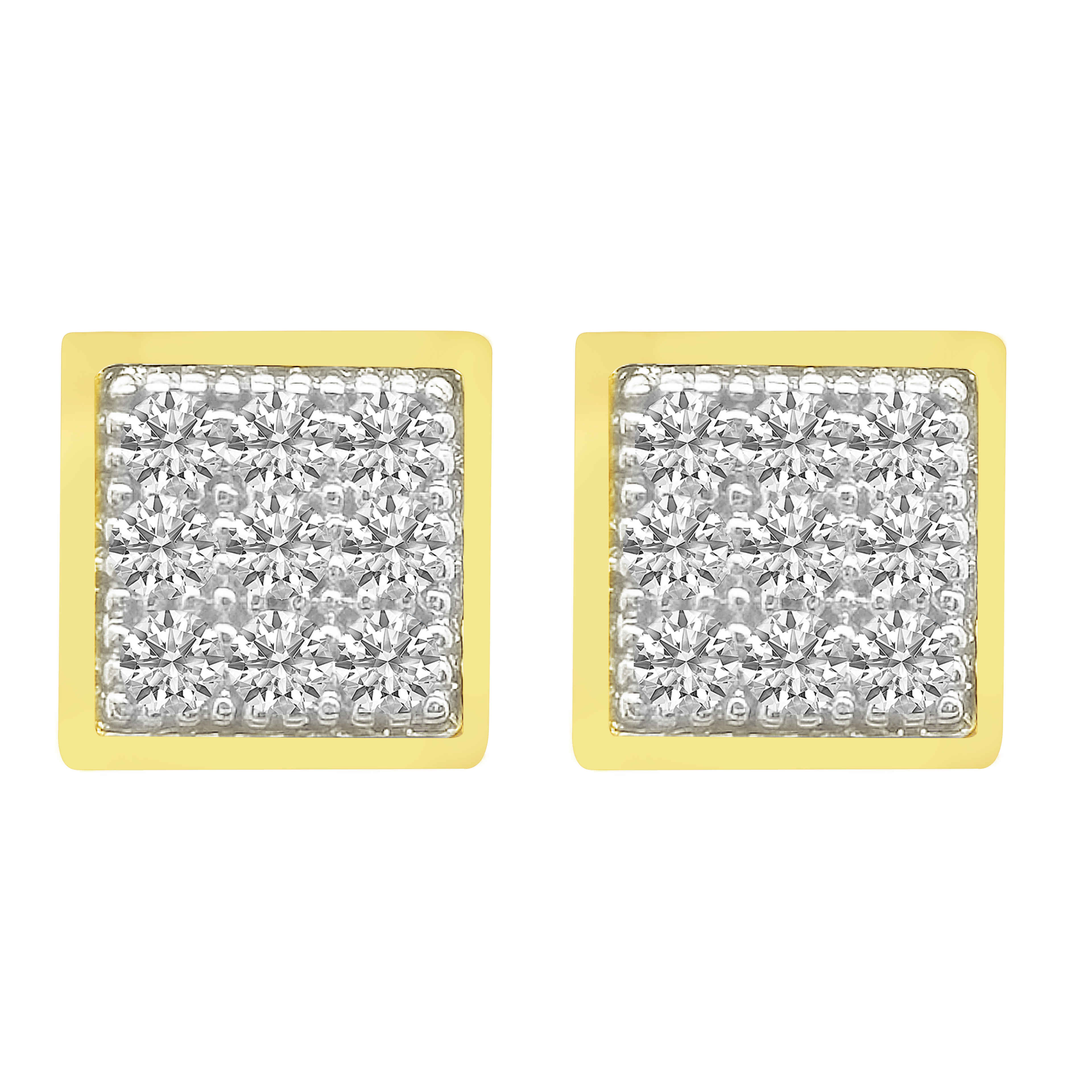 0.05Ctw 10K Yellow Gold Diamond Square Stud Earrings