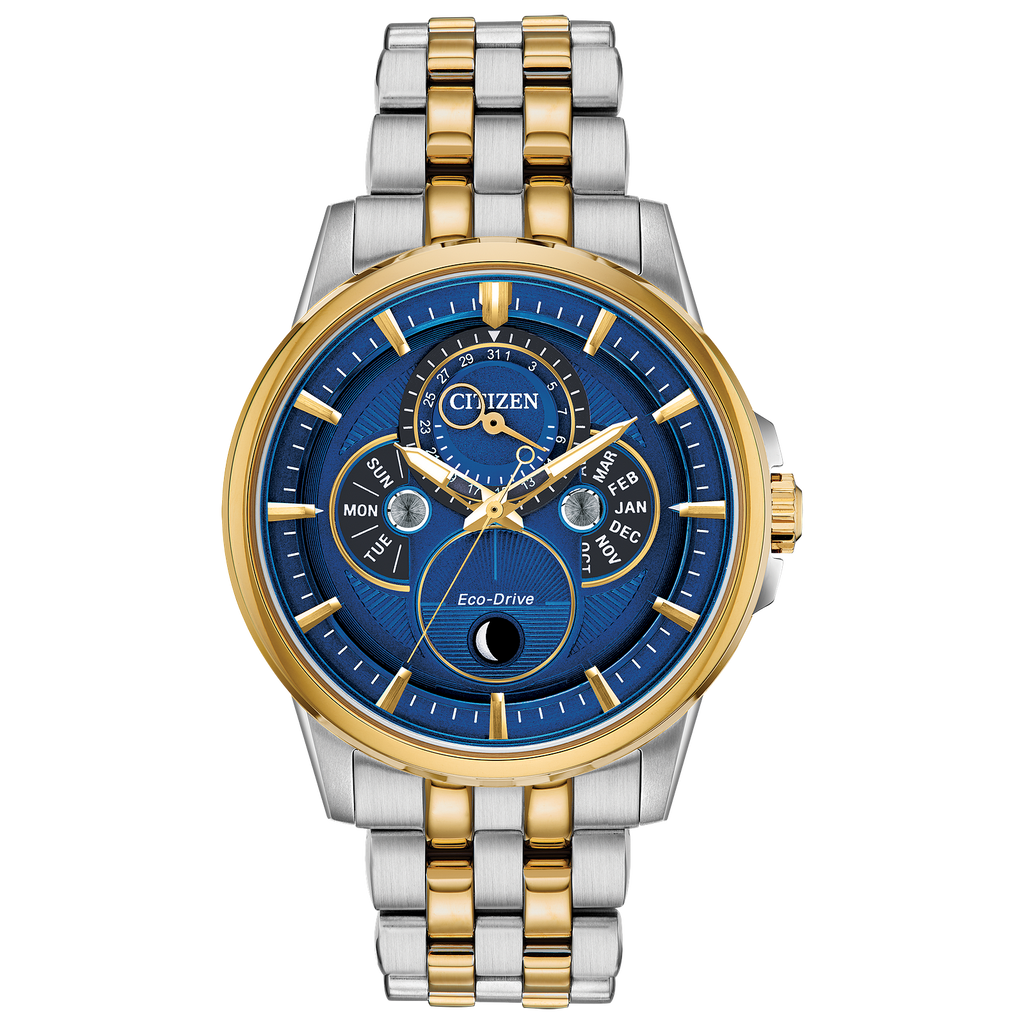 Citizen Calendrier Mens Watch (Bu0054-52L) Two Tone Blue Dial