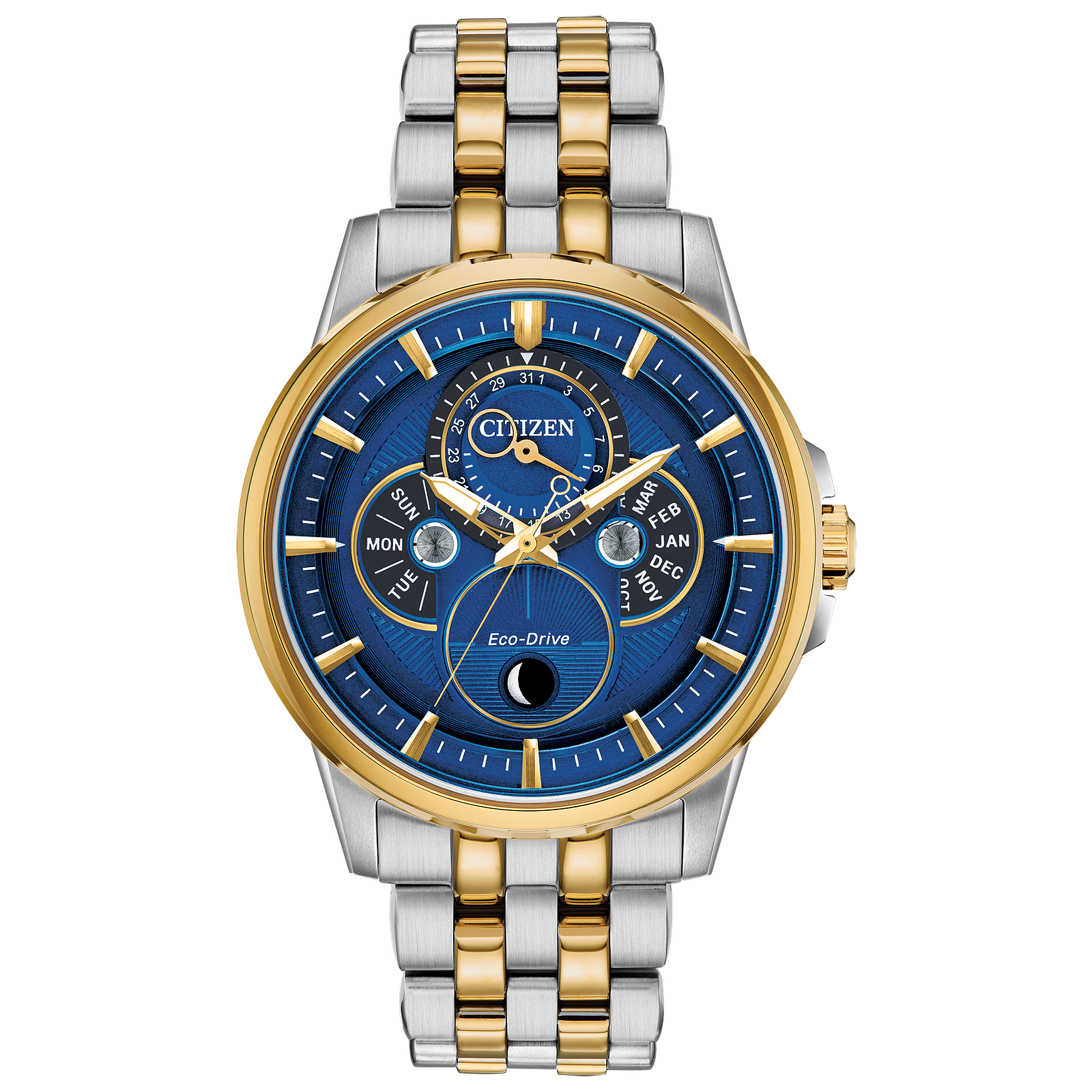 Citizen Calendrier Mens Watch (Bu0054-52L) Two Tone Blue Dial