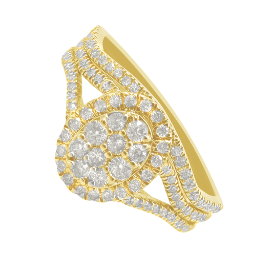 0.42Ctw 10K Yellow Gold Diamond Wedding Set Ring Size 7 1.8Dwt