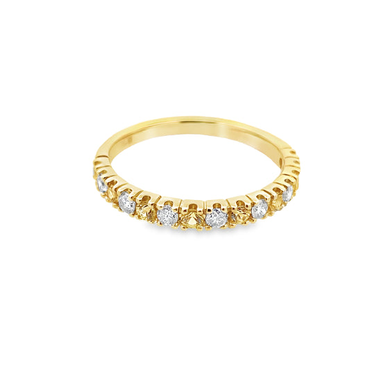 0.34 Ysrd/0.24Ctw Dird 14K Yellow Gold Yellow Sapphire & Dia Ring Size 7 1.3Dwt