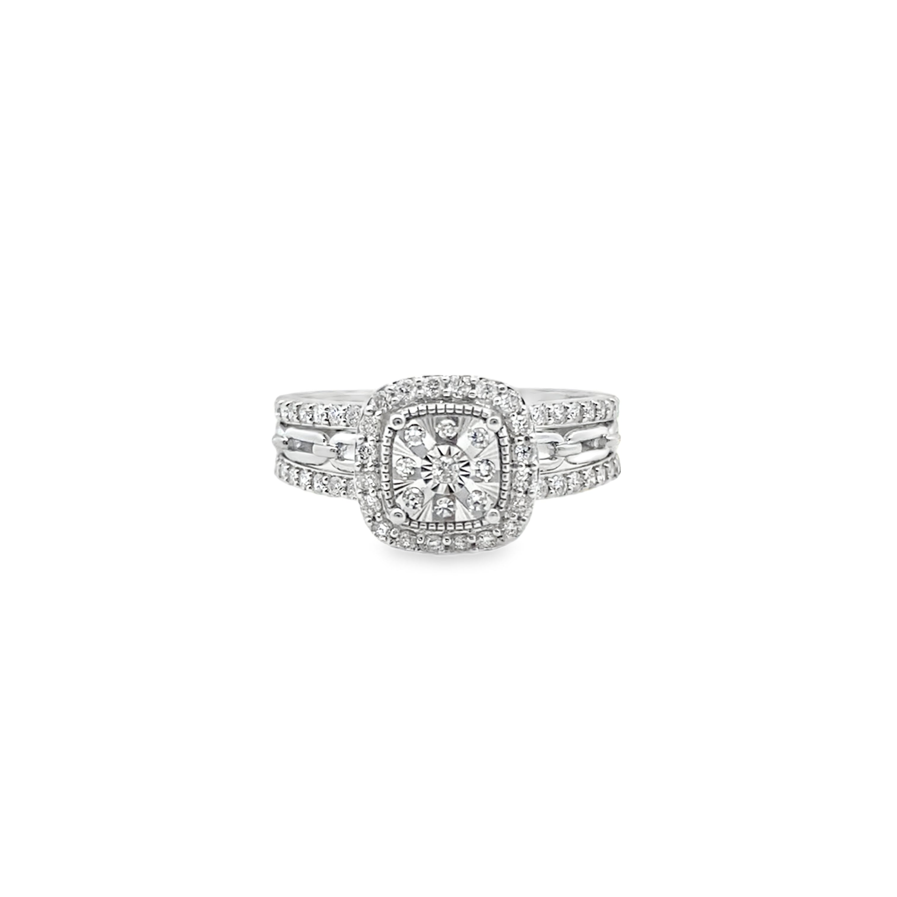 0.50Ct 14 White Gold Diamond Engagement Ring Size 7 2.3Dwt