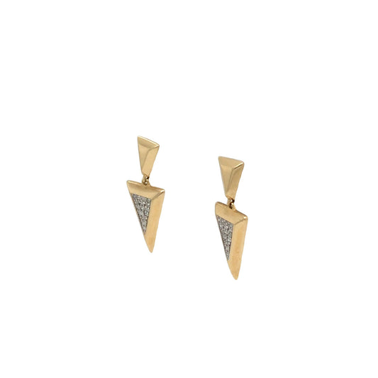 (Uj2)0.10Ctw 14K Yellow Gold Diamond Stud Earrings 1.5Dwt