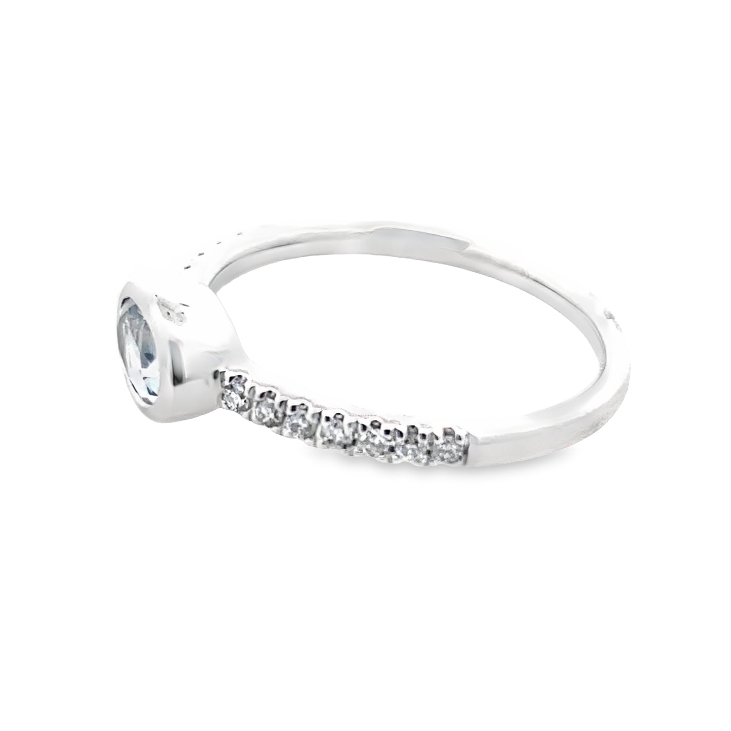 0.42 Aqov/0.14 Ctw Dird 14K White Gold Aquamarine & Dia Ring Size 7 1.6Dwt