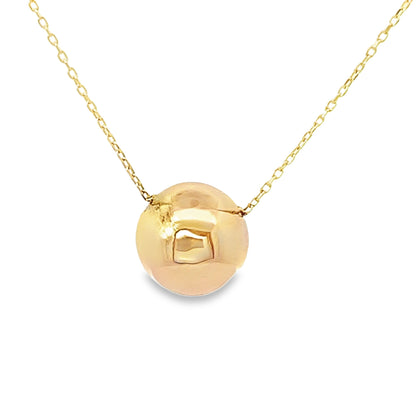14K Yellow Gold 8Mm Ball Pendant Necklace 18In