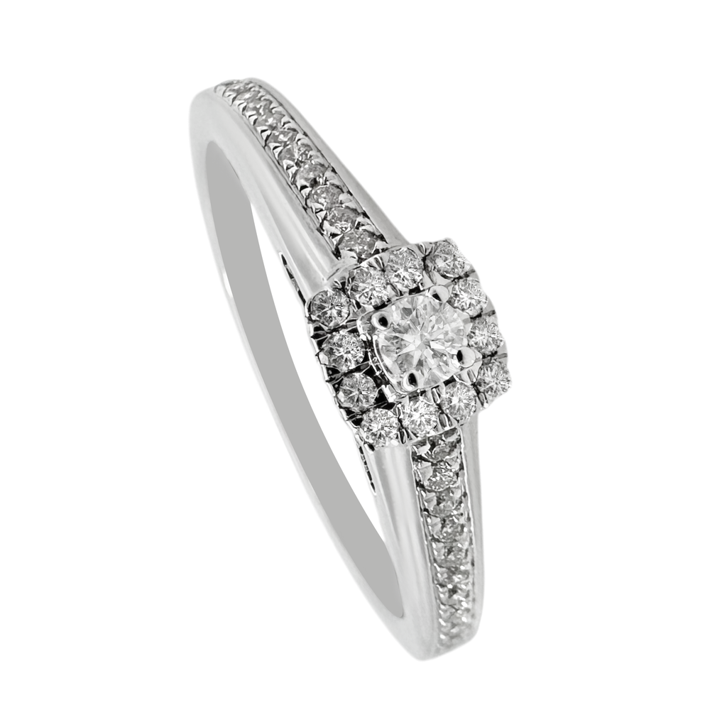 0.19Ct 14K White Gold Diamond Engagement Rings Size 7 1.4Dwt