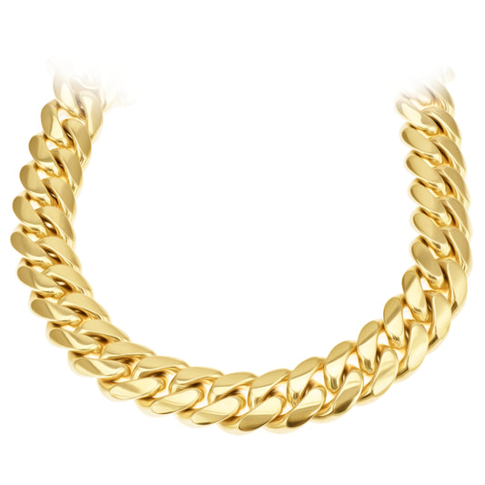 10K Yellow Gold Triple Clasp Cuban Link Bracelet 13.5Mm 9In 74.2Dwt