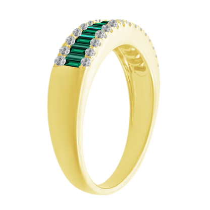 0.49 Emsq 0.30 Dird 14K Yellow Gold Emerald & Dia Ring Size 7 2.7Dwt