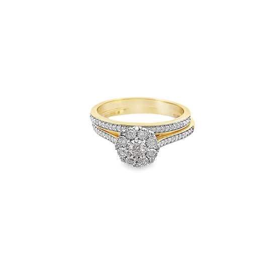 0.25Ctw 10K Yellow Gold Diamond Bridal Set Size 7 2.3Dwt
