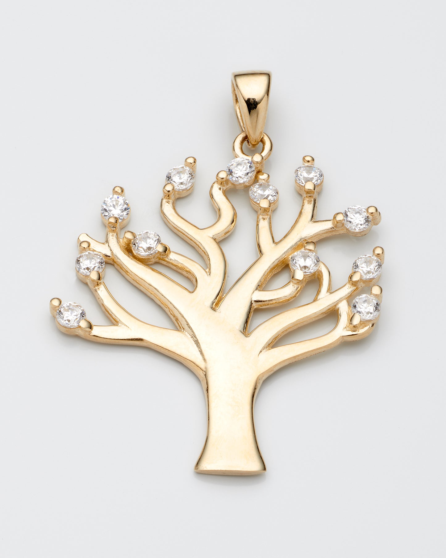 14K Yellow Gold Cz Tree Of Life Pendant 1.8Dwt