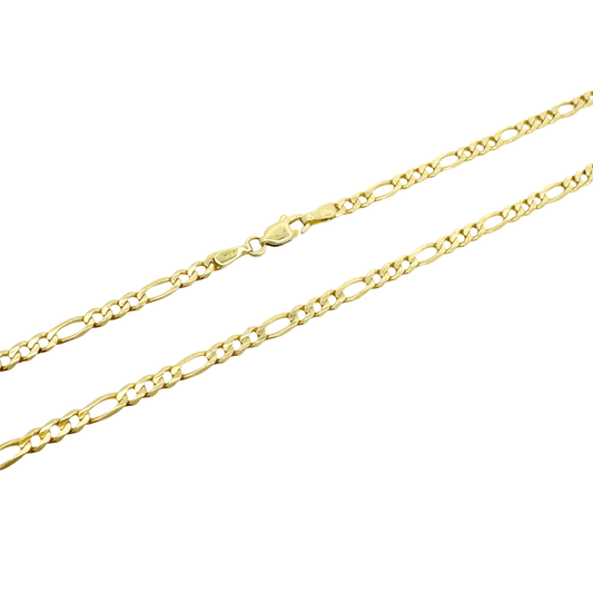 14K Yellow Gold Figaro Link Chain 3Mm 21In 4.8Dwt