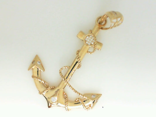 14K Yellow Gold Large Anchor Pendant 3.8Dwt