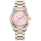 Citizen Sport Luxury Eco Drive Ladies Watch (Ew2706-58X) Gold Tone Pink Dial