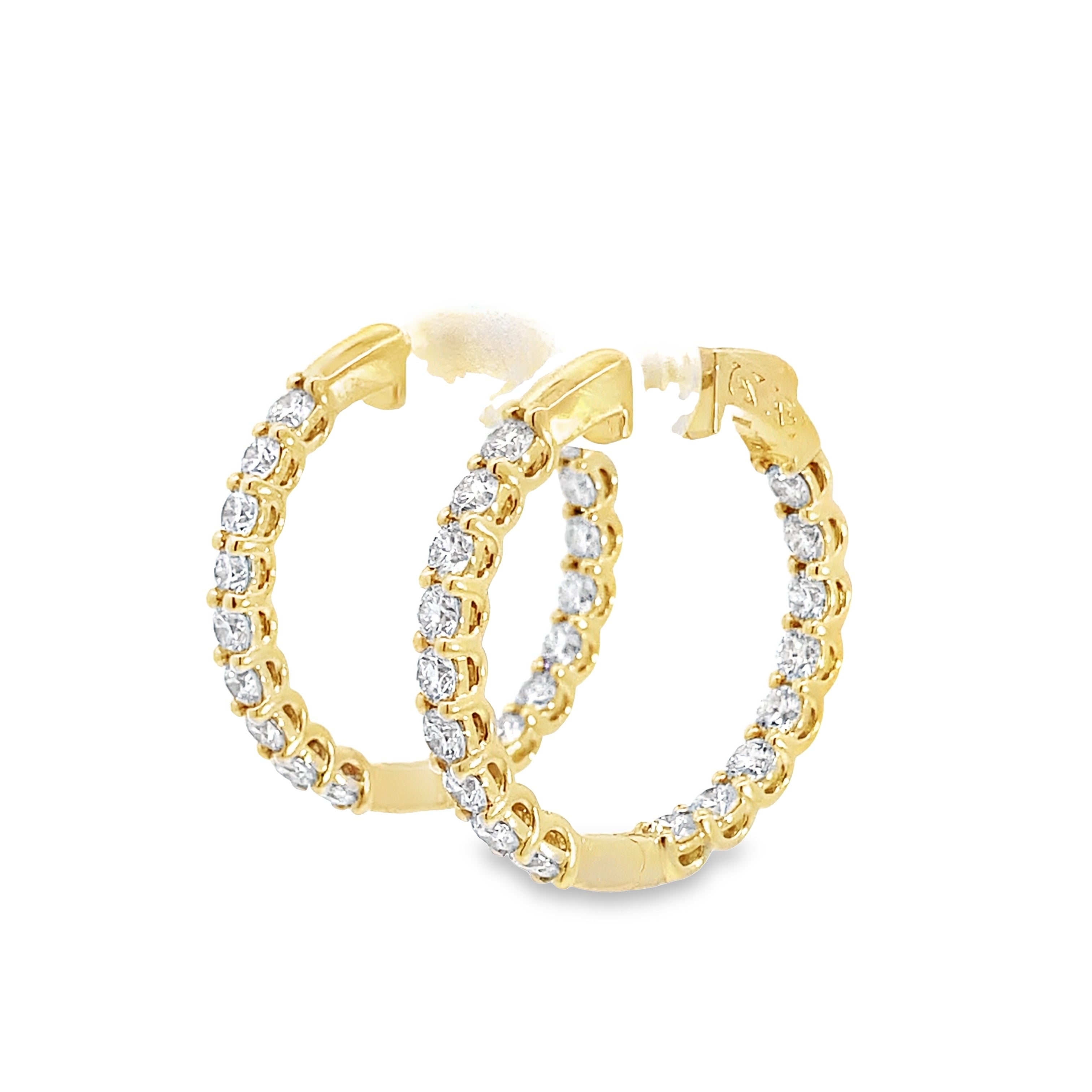 3.00Ctw 14K Yellow Gold Inside Out Lab Grown Diamond Hoop Earrings 6.0Dwt