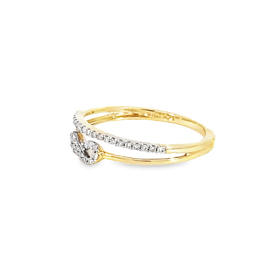 0.15Ctw 14K Yellow Gold Diamond Infinity Fashion Ring Size 7 1.1Dwt