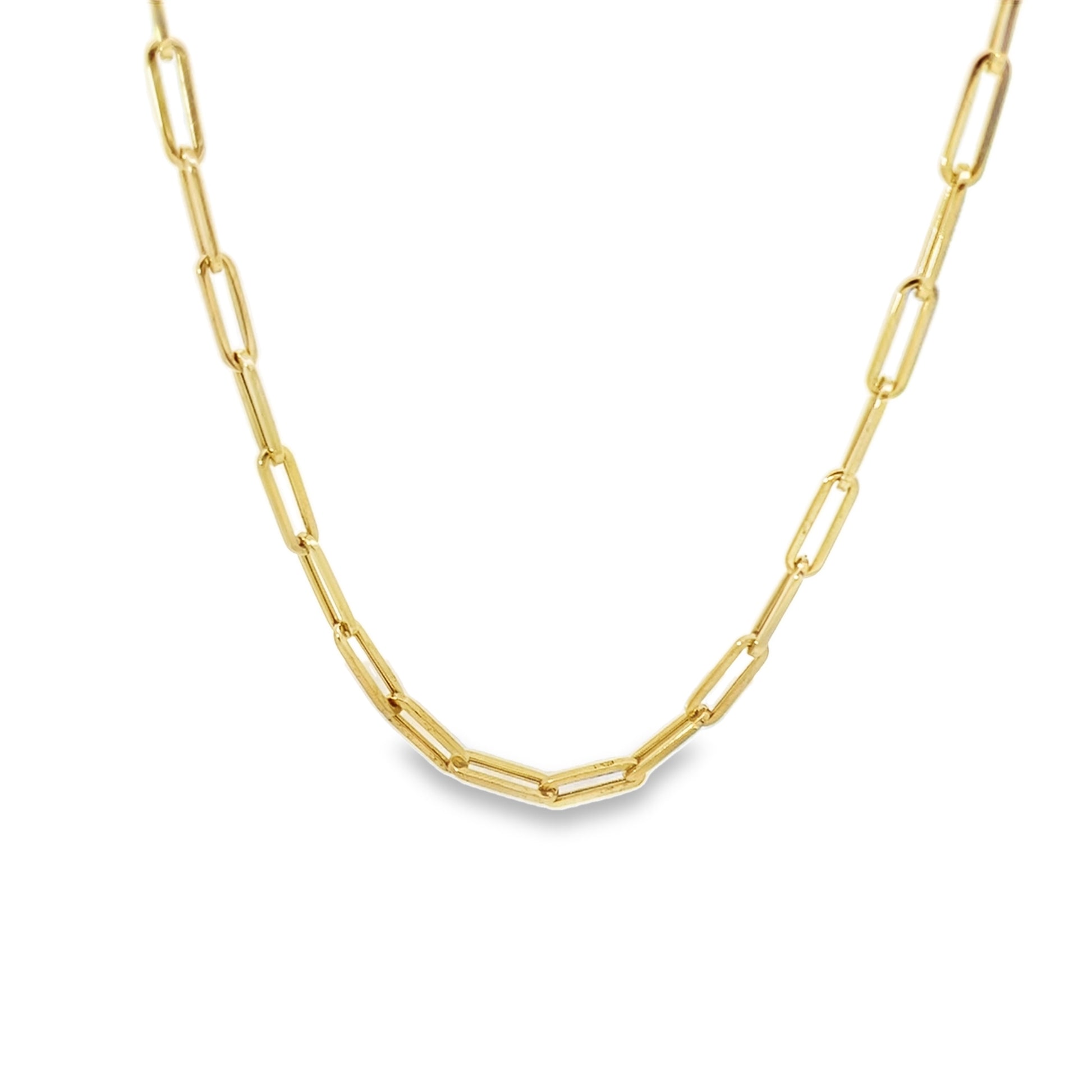 14K Yellow Gold Paperclip Link Chain 16In 3.4Dwt