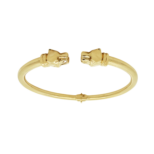 14K Yellow Gold Panther Head Hinged Bangle 6.0Dwt