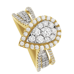 0.80Ctw 10K Yellow Gold Pear Diamond Engagement Ring Size 7 2.7Dwt