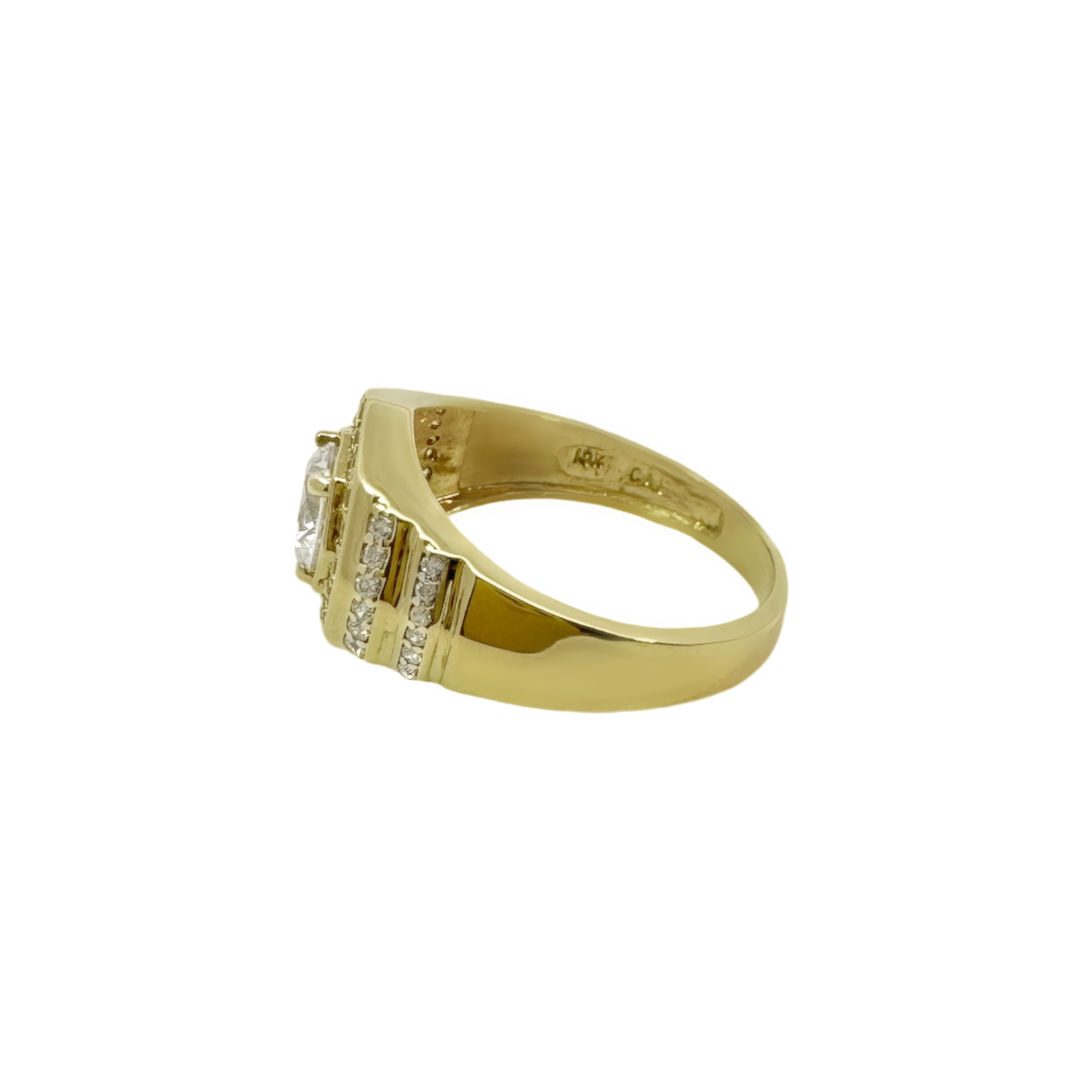 10K Yellow Gold Cz Fashion Mens Ring Size 11 3.5Dwt