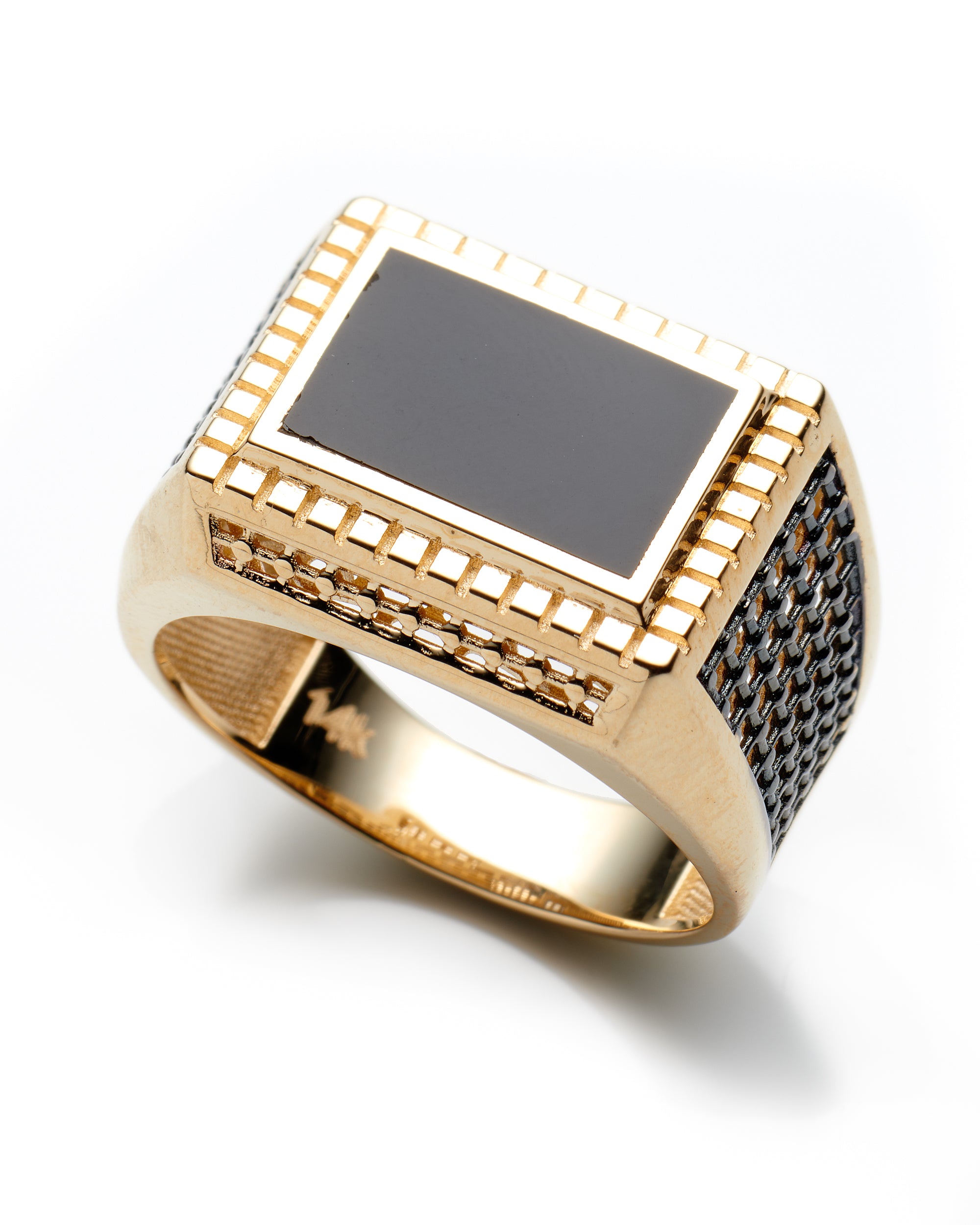 14K Yellow Gold Mens Onyx Ring Size 11 6.1Dwt