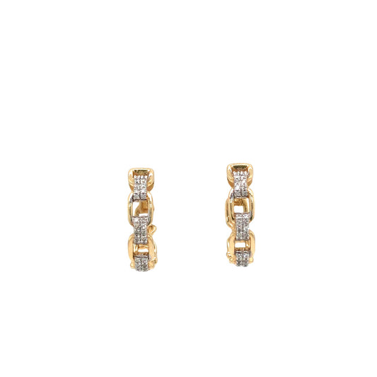 (Uj2)0.17Ctw 14K Yellow Gold Diamond Hoop Earrings 3.5Dwt