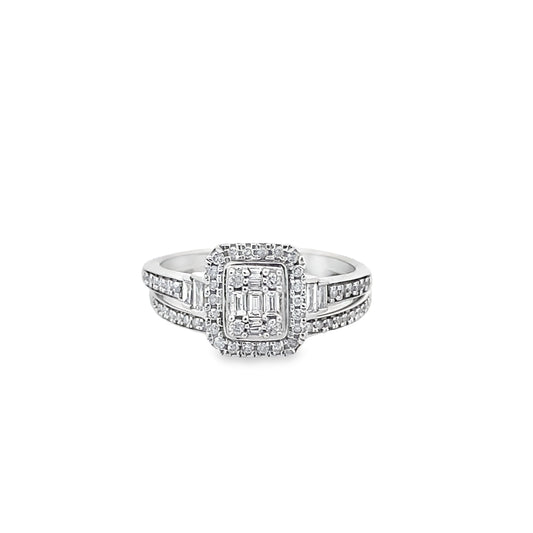0.40Ct 10K White Gold Diamond Wedding Set Ring Size 7 2.3Dwt