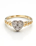 0.12Ctw 10K Yellow Gold Diamond Ladies Heart Ring Size 7 1.3Dwt