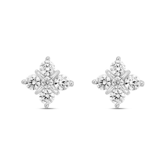 1.50Ctw 14K White Gold Lab Grown Diamond Stud Earrings 1.5Dw