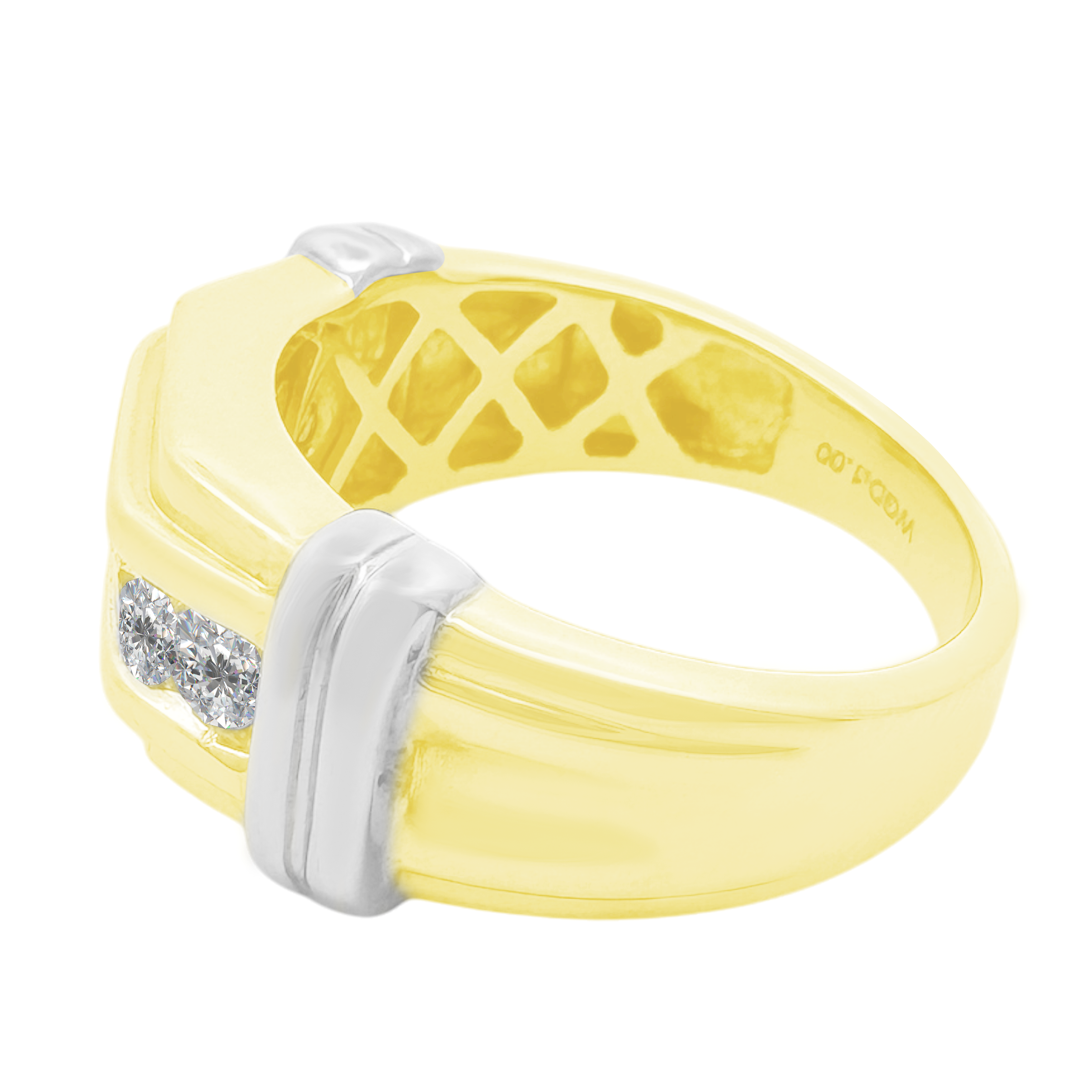 1.00Ctw 14K Two Tone Diamond Mens Wedding Band Size 10 8.3Dwt